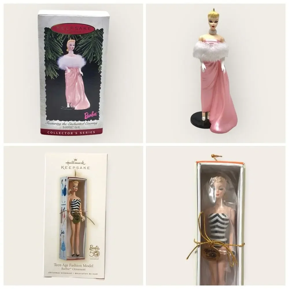 Barbie 2 Set Christmas Ornaments Teen Fashion Model & Enchanted Evening
